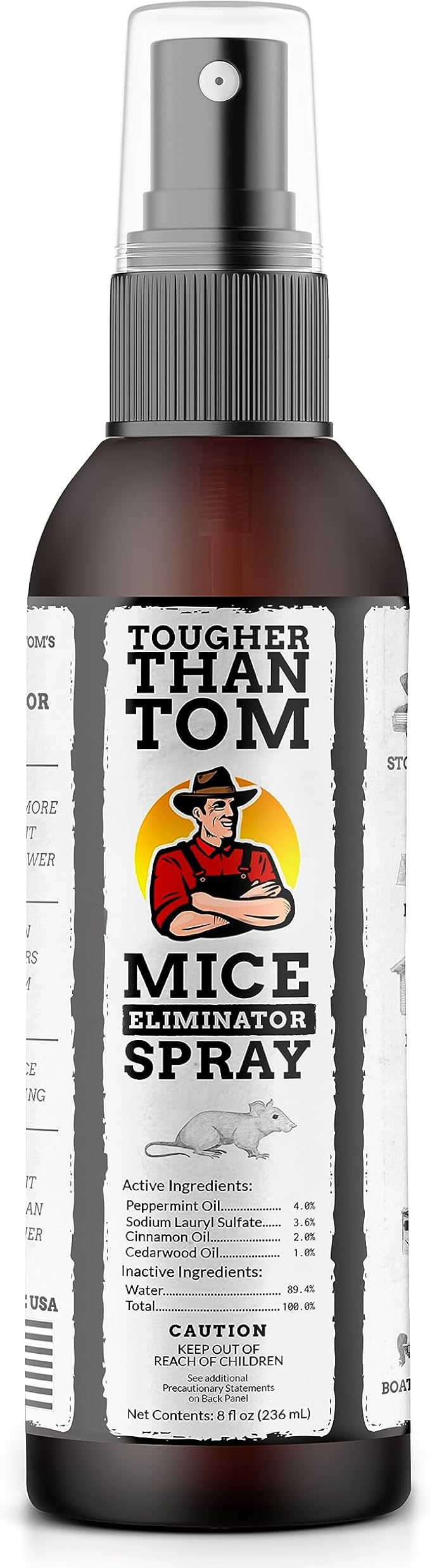 Tougher Than Tom Mouse Repellent Spray – 8 fl oz Premium Cinnamon and Peppermint Oil for Rodents – Effective Mouse Repellent Indoor – Mice Deterrent – All-Natural Formula