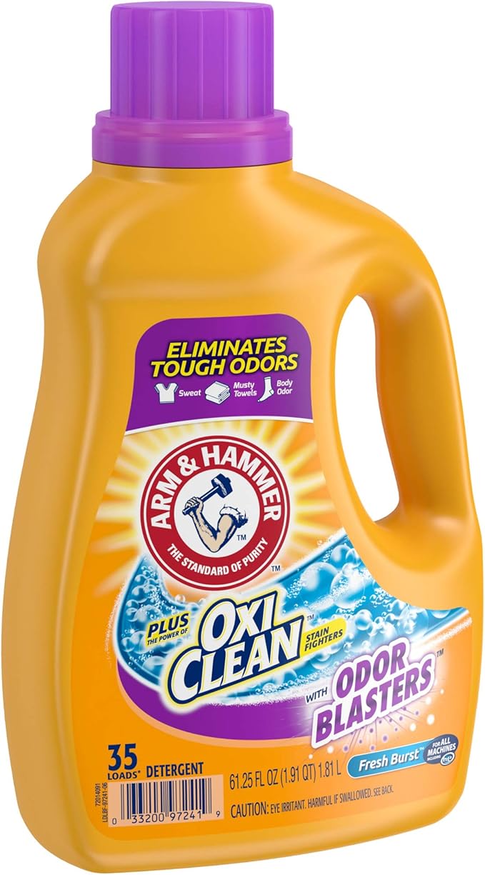 Arm & Hammer Plus OxiClean Odor Blasters Fresh Burst, 35 Loads Liquid Laundry Detergent, 61.25 Fl oz