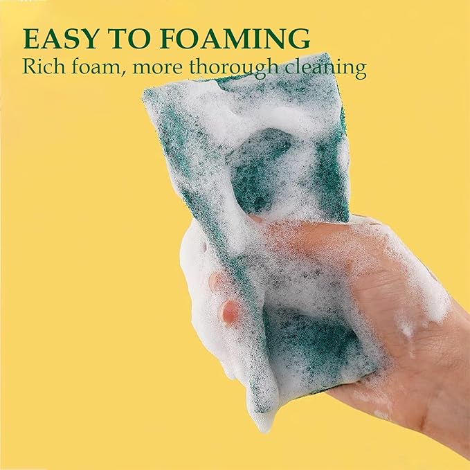 Heavy Duty Scour Pads Sponge Dish Scrubber Green Reusable Household Scrub Pads for for Dishes, Kitchen Scrubbers & Metal Grills 4 x 6 x 0.31inch (10Pcs)