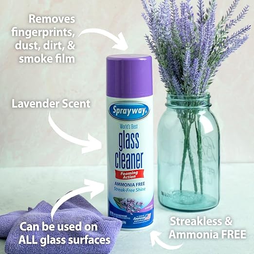 Sprayway, Glass Cleaner, Ammonia Free Lavender Scent 19 Ounce