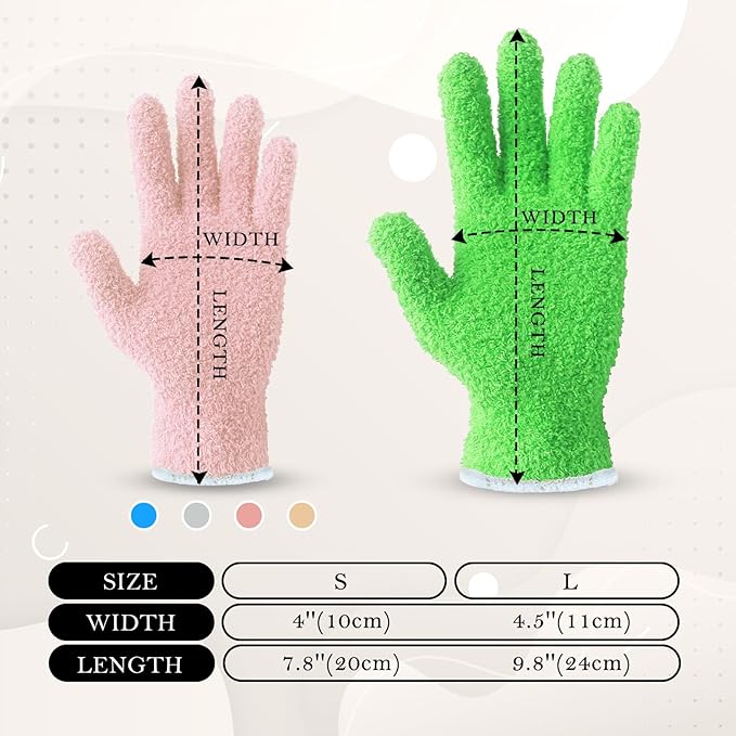 Evridwear Microfiber Gloves for Plant Dusting,Reusable Leaf Cleaning Glove for Houseplants,Blinds,Furniture and Small Objects