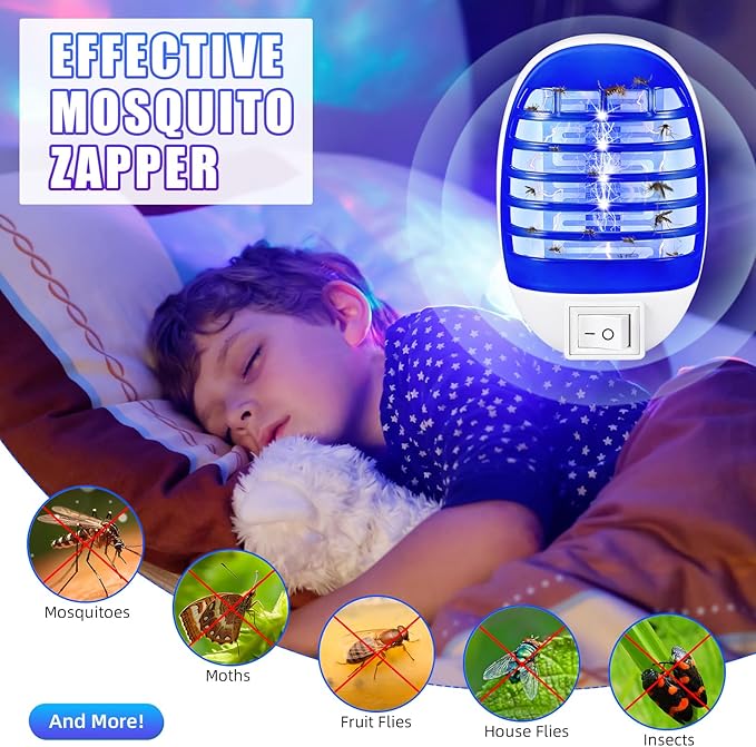 Indoor Bug Zapper Plug in Electronic Mosquito Zapper Fly Zapper Lamp for Bug Insect Trap for Home, Bedroom, Living Room, Office Indoor Use, Pack of 6, Blue ﻿