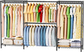 SINGAYE Clothes Rack Portable Closet Coat Wardrobe Heavy Duty Clothing Racks System Organizers and Storage for Hanging Clothes Garment Rack Adjustable with Shelves 15.8" D*(77-88) W*76.5" H Black