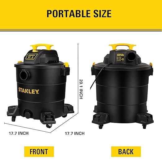 STANLEY 12 Gallon 5.5 Peak HP Wet/Dry Vacuum, 3 in 1 Shop Vacuum Blower,1-7/8"x6 Hose, Range for Garage, Carpet Clean, Workshop with Vacuum Attachments-SL18199P