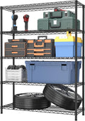 Golpart 5 Tier Adjustable Storage Shelves Heavy Duty Metal Utility Shelf 1750LBS Capacity Wire Shelving Unit Organizer Rack for Home Kitchen Garage Pantry Room 18" D x 46" W x 77" H Black
