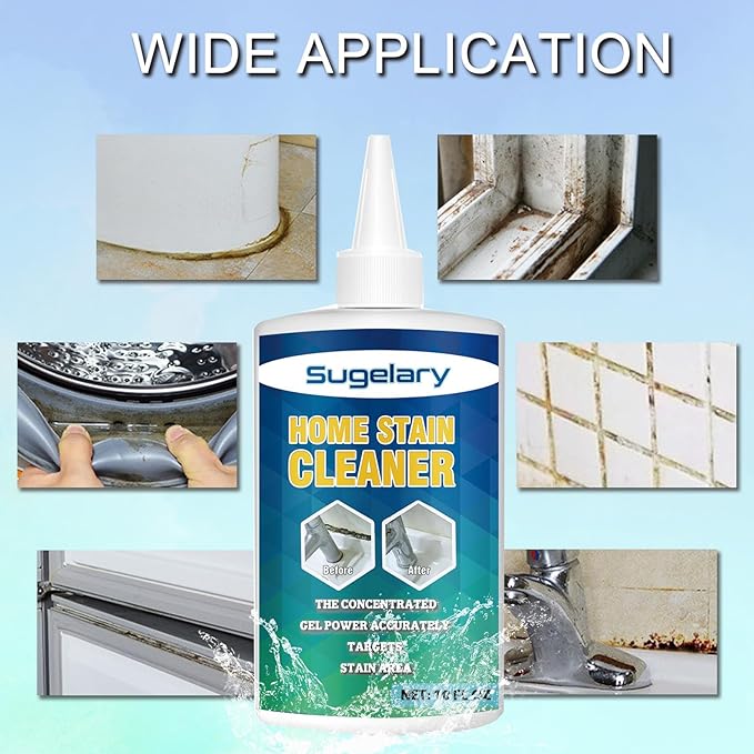 Sugelary Mold Stain Cleaner Gel, 10 fl oz Multi Home Stain Cleaning Gel for Washing Machine Seals, Fridge Gaskets, Tile Grout, Sink and Bathroom Use