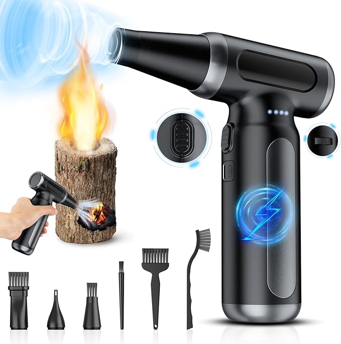 Mershgaya Electric Compressed Air Duster - 33,0000 RPM Rechargeable Cordless Turbo Blower, Portable Air Blower Gun for Cars, PC, Keyboard, Home & Outdoor Dust Cleaning (Replaces Compressed Air Cans)