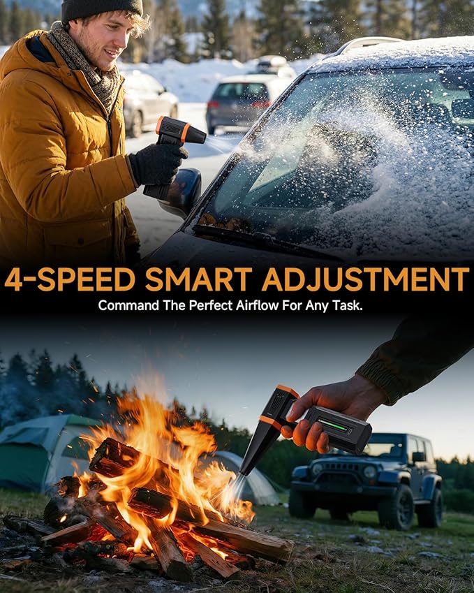 Compressed Air Duster, Electric Air Duster with Powerful 40MM Brushless Motor and 430G Storm Force, 360W Max Power & 59.2WH Rechargeable Blower, Up to 6H, 4 Gear Turbofan for Keyboard Car Home Outdoor