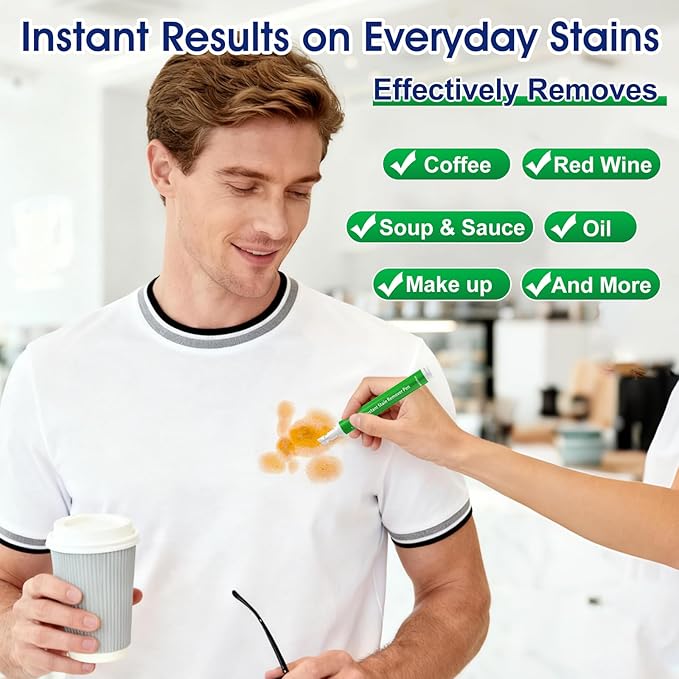 Stain Remover Pens for Clothing, 5 Pack – Instant Stain Removal Pen for Clothes, Travel-Friendly Laundry Stain Pen for Food, Coffee, Wine, Makeup, Grease & More