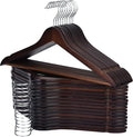 Edergoo Wooden Hangers, 30 Pack Wood Hangers with 360-Degree Rotatable Hook and Pants Bar, Smooth Finish Coat Hanger Wooden for Closet, Walnut