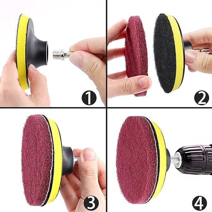 Auniwaig 1000-Grits 7 Inch Scrubber Scouring Pads, Drill Scuffing Disc Hoop and Loop Surface Conditioning Disc Drill Powered Brush Tile Scrub Scouring Pads 8pcs
