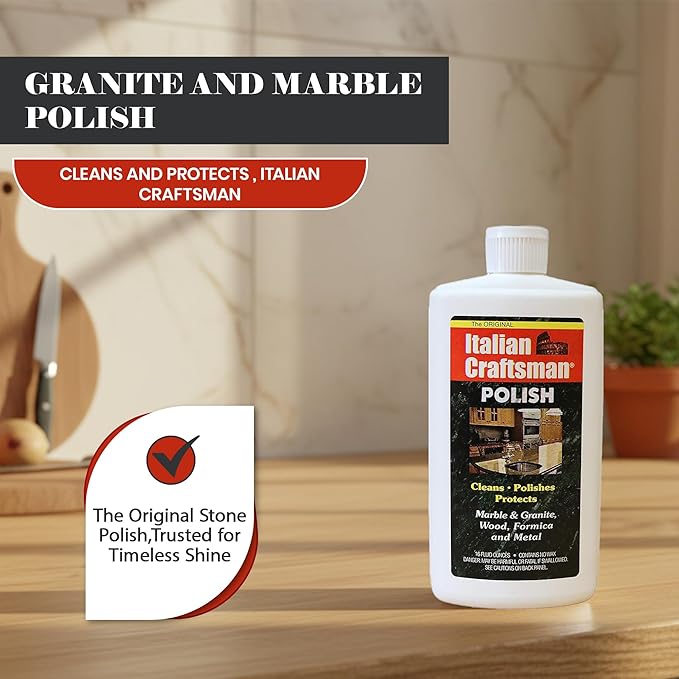 Granite and Marble Polish - Cleans and Protects - Italian Craftsman 16 oz