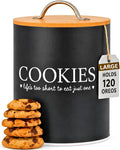 D'Lifeful Cookie Jar with Airtight Bamboo Lid – 1.1 Gallon Cute and Decorative Cookie Storage for Kitchen Countertop – Farmhouse Storage Tin for Freshness – Great Gift Idea (Black)