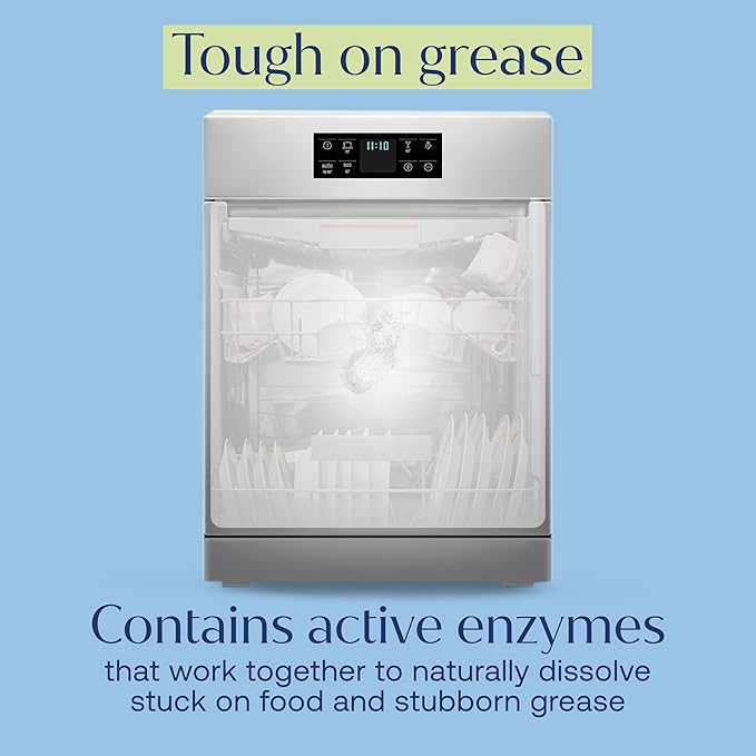 Fab Tab 100% Plastic-Free Dishwasher Detergent Tablets, Clean Ingredients, Fragrance Free, No Residue, Powerful Enzyme-Based Dishwasher Pods, 40 Count.