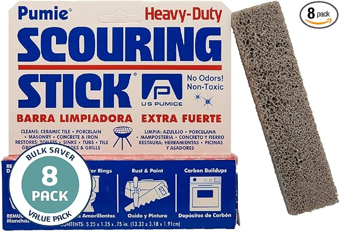 PUMIE Scouring Stick, 8 Pack, US Pumice Pummis Stone, Remove Hard Water Rings, Foot Pumice Stone, Pool Cleaning Stone (8 Pack)