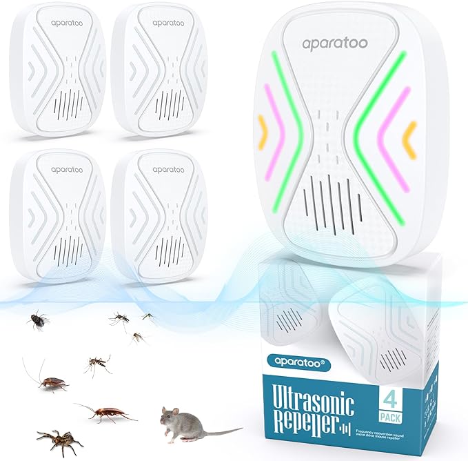 Tiptop Home Mouse Repellent Insect Repellent Plug-in Electronic Pest Repellent, Mouse Deterrent Pest Repeller for Rodents, Cockroach, Mosquito, Spider, Bugs, Mice 4 Packs, white03, ssd-01