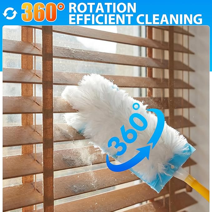 60 Count Larger Size Duster Refills for Swiffer Dusters with 1 Handle - Multi-Surface Feather and Microfiber Duster Disposable Alternative, Heavy Duty Cleaning Kit for Home, Furniture, Blinds and Vent