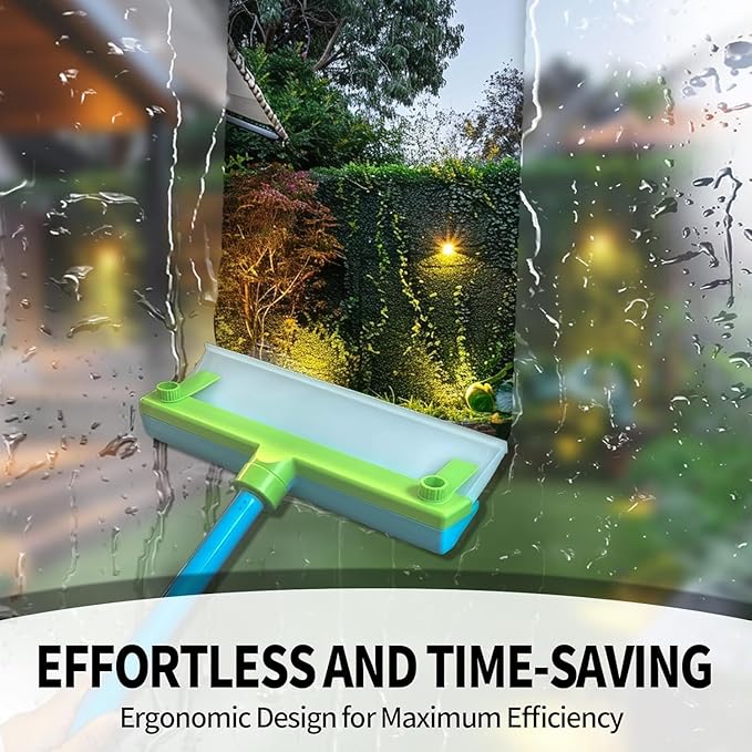 Silicone Window Squeegee Kit,Window Cleaning Kit,Recyclable Silicone Window Squeegee Kit with Washer and Microfiber Cloth(Green)