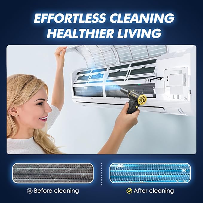 Electric Air Duster - 110,000 RPM Compressed Air Duster, 120W Cordless Air Blower for Computer Keyboard，House, Outdoor & Car, 3-Speed Rechargeable Mini Turbo Fan, Type-C Fast Charge (X113)