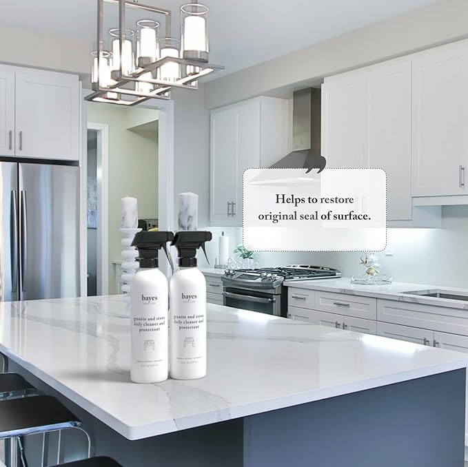 Bayes Granite and Stone Daily Cleaner and Protectant - Cleans, Shines, and Protects - For Granite, Quartz, Marble, Tile, Stone Surfaces - 16 oz