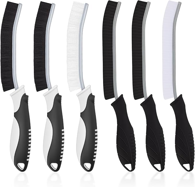 Cleaning Brush-Hard Crevice Cleaning Brushes, Multifunctional Window Groove Brushes, Grout Brush, Cleaning Tool for Bathroom, Kitchen, Toilet, Tile, Sink, Home (6, Black)