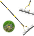 Thatch Rake,55 Inch Heavy Duty Lawn Thatching with Adjustable Stainless Steel Handle,Multiple Garden Rake for Leaves,Lawn Loosening Soil,Backyard,Garden