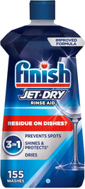 Finish Jet-Dry Dishwasher Rinse Aid, Compatible with Dishwasher Detergent, Prevents Spots & Residues, Dries, Shine & Protects, 16 oz, 155 Washes.