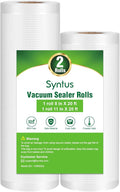 Syntus Vacuum Sealer Bags, 2 Pack 1 Roll 11" x 20' and 1 Roll 8" x 20' Commercial Grade Bag Rolls, Food Vac Bags for Storage, Meal Prep or Sous Vide