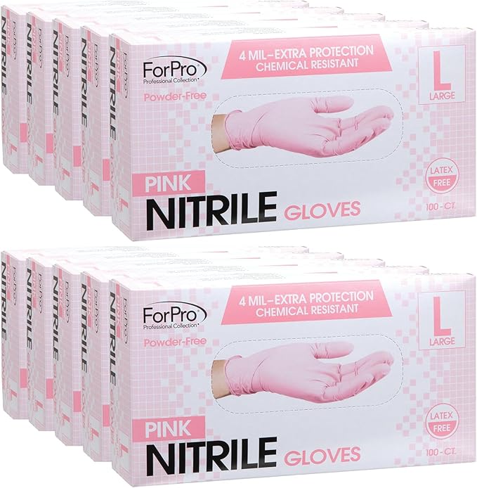 ForPro Disposable Nitrile Gloves, Chemical Resistant, Powder-Free, Latex-Free, Non-Sterile, Food Safe, 4 Mil