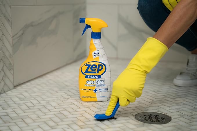 Zep Plus Grout Foaming Cleaner - 32 Fl OZ - R54212-2-in-1 benefits clean while protecting grout from water,dirt and grime,(Pack of 2)