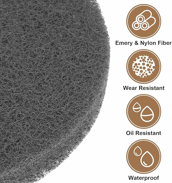 HARFINGTON 16pcs Scrubber Scouring Pads 800 Grits 4 Inch Drill Power Brush Hoop and Loop Surface Conditioning Disc Drill Scuffing Disc Scrub Pads for Home Kitchen Cleaning, Gray