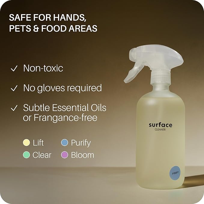 Everneat Probiotic Surface Cleaner Concentrate – Cleans for Days, Refillable, Non-Toxic | Glass Spray Bottle | Eucalyptus, Peppermint, Lemon & Tea Tree | 1 oz (Just Add Water)
