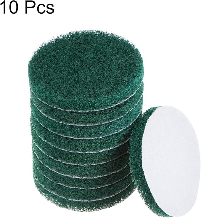 HARFINGTON 10pcs Drill Power Brush 5 inch Tile Scrubber Scouring Pads 180-240 Grit for Bathroom Kitchen Household Cleaning