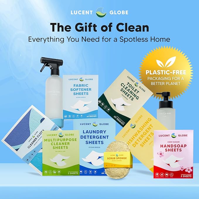 Lucent Globe Dishwasher Dishwashing Detergent Sheets, Dish Soap & Dishwasher Tablets Alternative. Plant-Based, Eco-Friendly, Fully Biodegradable, Lemon Scent (1 Pack of 64 Washes)