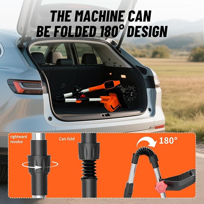 Electric Cordless Tiller Cultivator, Electric Garden Tiller for Lawn/Gardening/Soil Cultivation,360RPM, 9.06-in Width, 48 Steel Tines, (2 * 4.0Ah Batteries, Charger, Safety Gloves,Glasses)