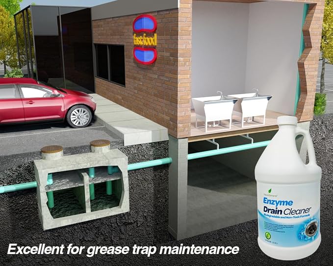 Natural Elements Enzyme Drain Cleaner | Digest Grease, Fats, and Paper Buildup in Drains, Septic Tanks, Grease Traps, Pipes (1 Gallon)