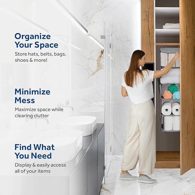 ZOBER Hanging Closet Organizer, 5-Shelf - Hanging Storage Organizer Shelves for Clothes, Towels, Toys - College Dorm Room, Nursery, & Home Closet (Pack of 2)