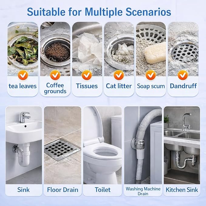Drain Clog Remover, Liquid Plumber Drain Cleaner, Sink Cleaner Garbage Disposal and Deodorizer, Pipe Cleaners for Shower or Sink Drains, Professional Toilet Unclogs and Removes Hair, Blockage (2 pcs)