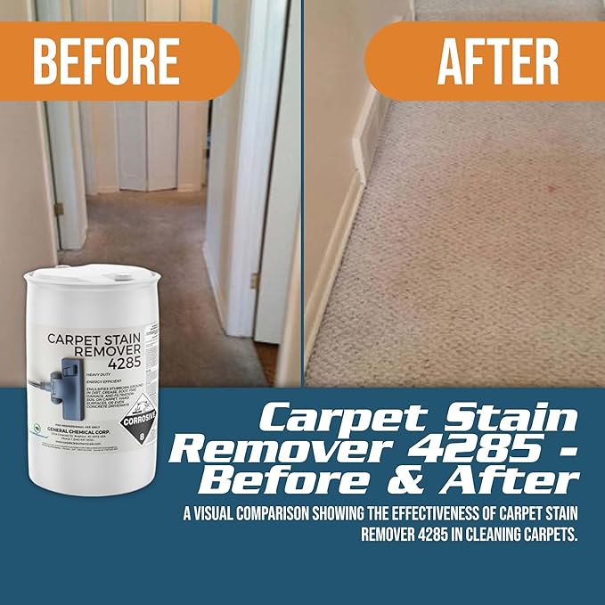 Carpet Stain Remover 4285 - All-Purpose and Multi-Surface Stain Remover - Residential Use - For Heavy-Duty Spot Cleaning - Professional Grade - 55 Gallon Drum