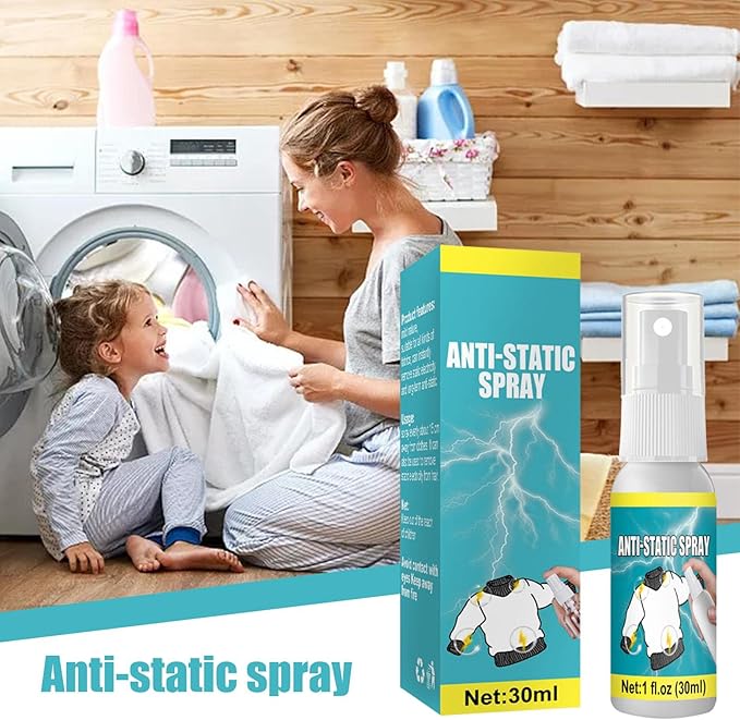 Anti-Static Spray, 30 ml Anti-Static Spray Multifunctional Anti-Static Spray for Garment Furniture, Static Remover for Clothes, Portable Anti-Static Spray for Removing Static Impacts, Anti-Static