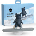 OTOTO Chill Cat Squeegee - Cute Kitchen Accessories, Cute Bathroom Decor, Black Bathroom Accessories, Shower Accessories, Shower Squeegee for Glass Doors, Small Bathroom Squeegee, Cat Gifts