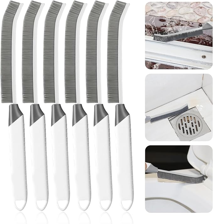 Thin Cleaning Brush Set - Gap Cleaning Tools, Multi-Purpose Hard Bristle Grout Scrub Brushes & Grout Cleaner Brush for Deep Scrubbing in Kitchen, Bathroom, Toilet, Sink Gap