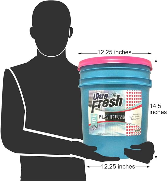 Ultra Fresh Platinum 5 Gallon Spring Fresh Scented Fabric Softener Liquid with Pump for Easy Dispensing for Up to 640 Laundry Loads (4 Pack)