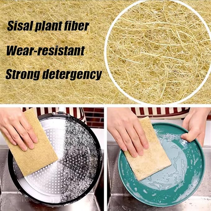 Natural Scouring Pads 15 Pack- Non-Scratch Sisal Cleaning Scrub Pads for Dishes, Eco-Friendly Coconut Fiber Kitchen Scrubbers for Pans and Pots, Compostable, Biodegradable