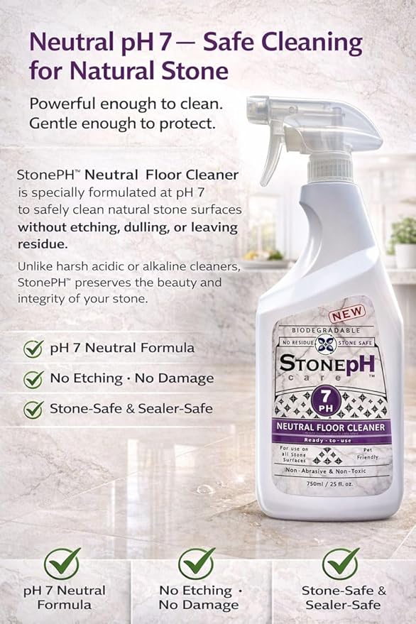 Natural Stone Cleaner - Limestone, Slate & Travertine Cleaner - Natural Stone Shower Cleaner For Marble - Concentrated PH Neutral Floor Cleaner Lavender (25 Fl. Oz)