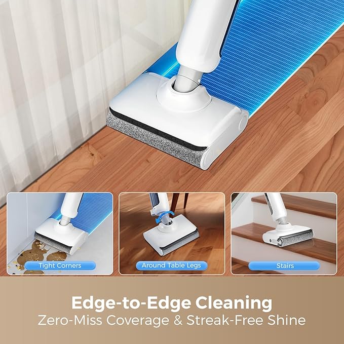 Wet Dry Vacuum Mop - Self-Cleaning Floor Washer with 180°Lie-Flat & 0 Hair Tangle, Self-Propelled Edge Cleaning, 60Min Runtime, Designed for Pet Hair, Kids' Spills & Daily Household Cleaning