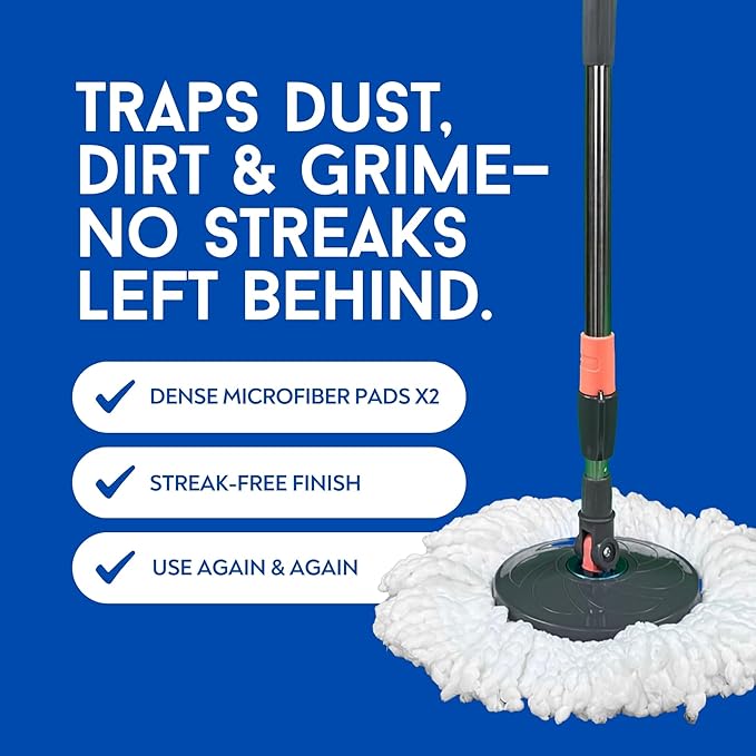 Easy Spin Microfiber Spin Mop and Bucket Set with Handle – Cleaning Tools for Home and Kitchen, Splash-Free Design, 360° Rotating Head, Ideal Cleaning Supplies for All Floor Types