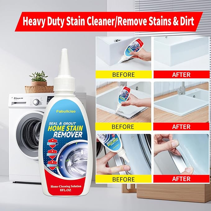 Home Stain Remover Gel – Stubborn Stain Cleaner No Harsh Scrubbing Required, Front Loader Washing Machine Seal Washing Machine Seals, Sinks & Tiles | No-Slip Formula | 8H Penetration | 16.0oz
