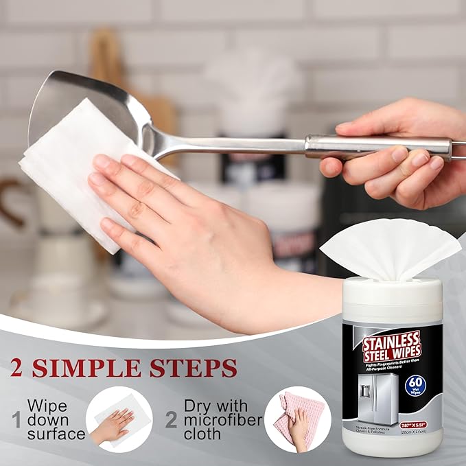 4 Pack Stainless Steel Cleaner Wipes 240 Count Stainless Steel Polish Wipes Cleaner for Kitchen Oven Refrigerator Dishwasher Microwave Cleaning and Protection