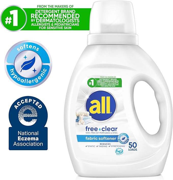 all Liquid Fabric Softener, Free Clear, 34 fluid Ounces
